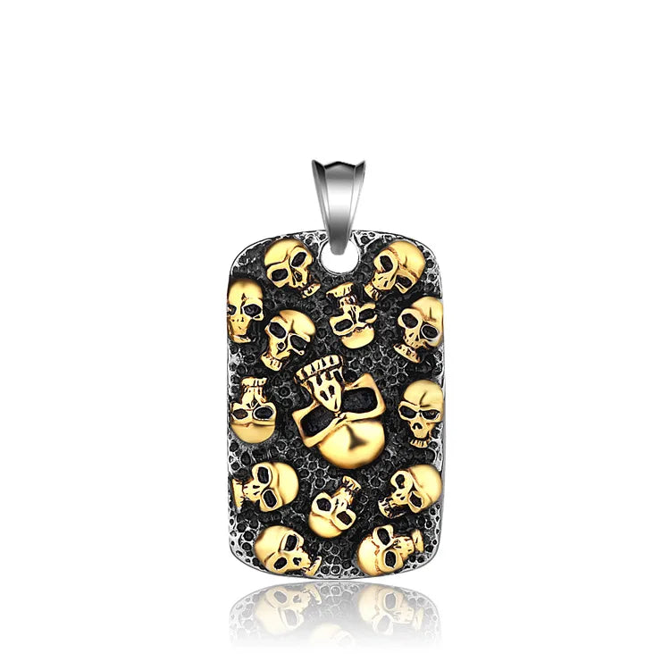 Supplier Black Ink Filled 3D Casting Custom 316L Stainless Steel Skull Pendant for Men