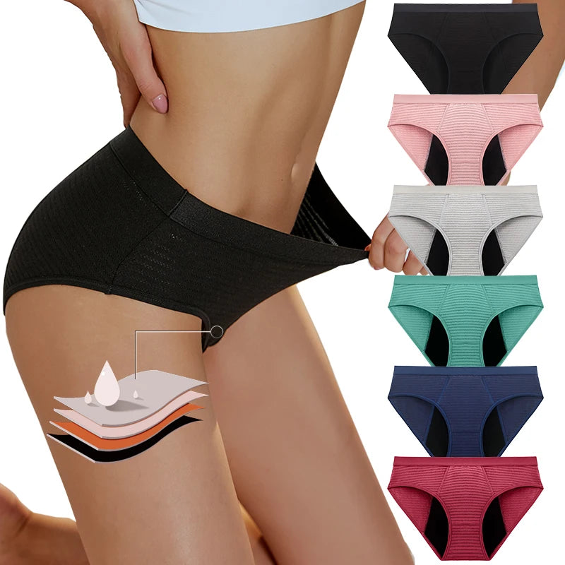 Cotton Breathable Period Panties 4 Layers Leak Proof Physiological Underwear Menstrual Incontinence Absorbent Briefs