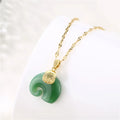 Stainless Steel Women Jewelry Jade Elephant Pendant Necklace No Fade Natural Green Jade Necklace for Gifts