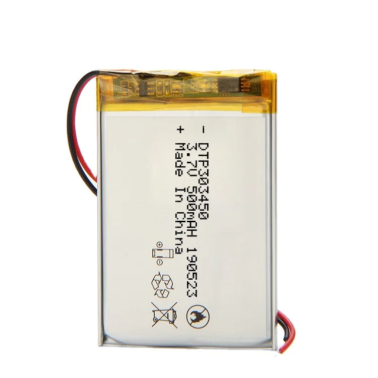 Ultra Thin Small Lipo 303450 3.7v 500mAh Li Polymer Battery for GPS