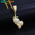 Christmas Jewelry Gift Gold Plated 925 Sterling Silver VVS Moissanite Diamond Bling Cross Pray Hand Pendant Necklace for Men