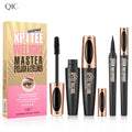 4D Silk Fiber 2-in-1 Set Thick Multi-Layer Long-Lasting Mascara & Speed Drying Waterproof Eyeliner Makeup Tools MegaBDM