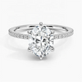 18K OVAL DIAMOND SOLITAIRE ENGAGEMENT RING 3 CARAT PAVE WEDDING RING