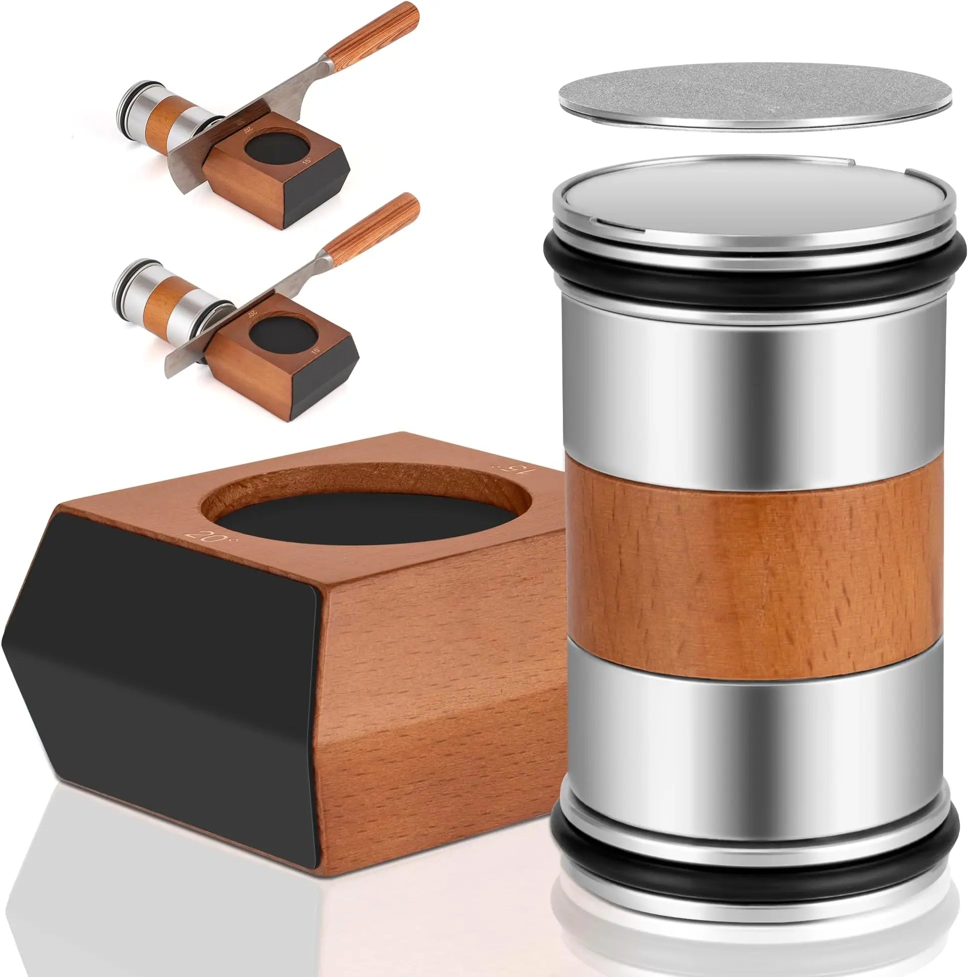 Magnetic High-quality Easy to Sharpen a Knife Beech Wooden With Stainless Steel 2 Angles Rolling Knife Sharpener Tools