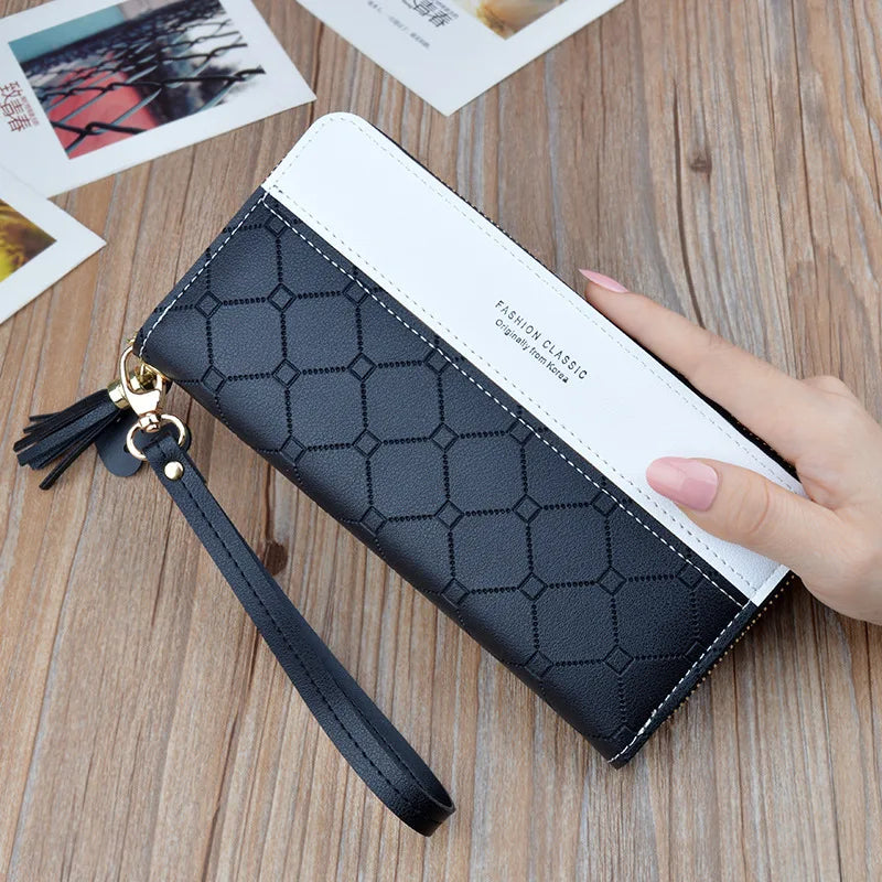Fashion Long Zipper Ladies Wallet pink and White Prismatic Clutch Bag Women Wallet