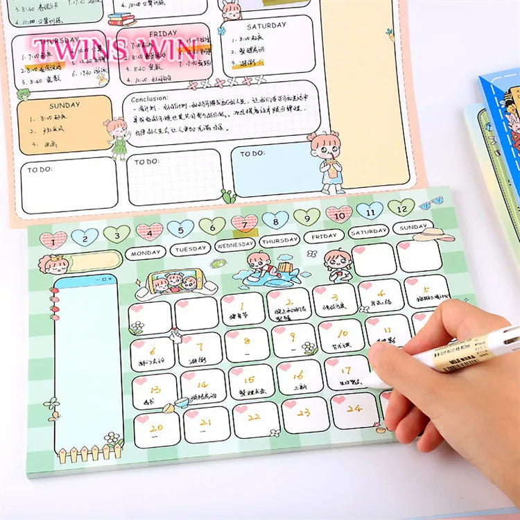 Top Quality Hot Sale Student Desktop Memo Pad Cute New Design Planner Daily Weekly Monthly Planner 2774
