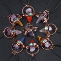 Hot Selling Hexagonal Quartz Pendant Necklace Retro Red Copper 45cm Black Cord Vintage Style for Weddings