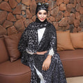Elegant Leopard Print Abaya Set with Hijab Long Maxi Robe for Women Muslim Cardigan