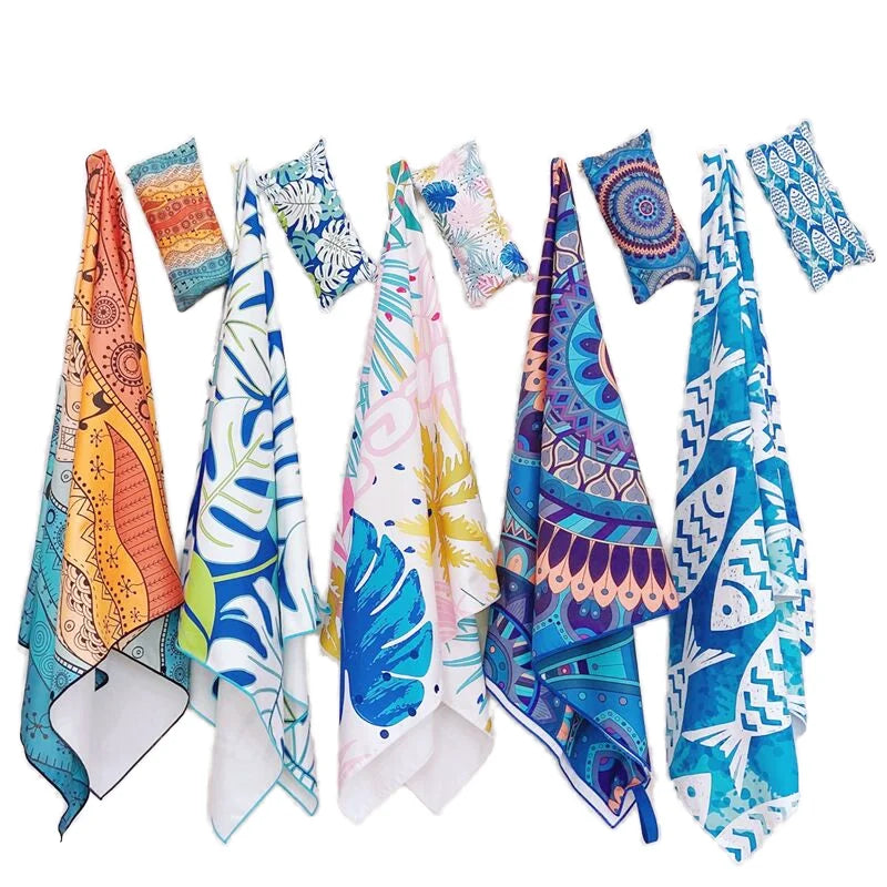 Wholesale Comfortable Soft Suede Microfiber Suede Beach Towel Custom RPET Suede Towel with Full Digital Printing for Pool Swim