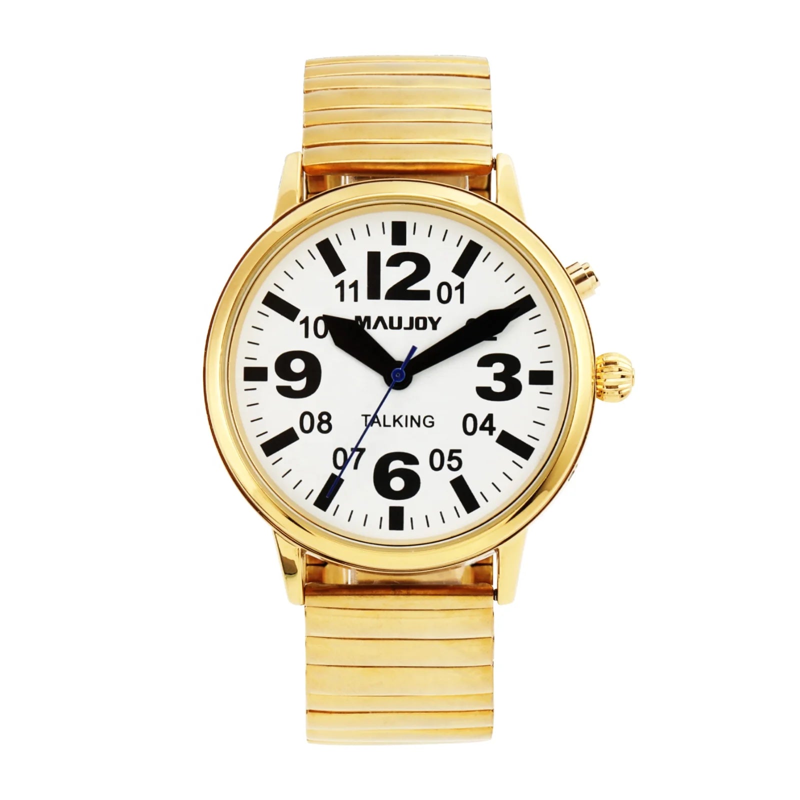 XL Mens Golden Talking Watch With Time  Date Day Loud Alarm Clock Visually Impaired
