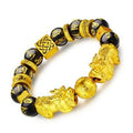 Obsidian Wealth Bracelet Elastic Beaded Feng Shui Bracelet Amulet for Men and Women Pixiu