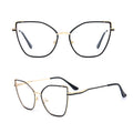8453 New Design Custom Logo Fashion Cat-Eye Metal Frame Optical Glasses Acetate Arc Temple Eyewear 2025