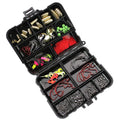 WEIHE 128Pcs Fishing Accessories Set Swivels Stoppers Hooks Fish Lures in Storage Box Fishing Tackle Gear Equipment Pesca