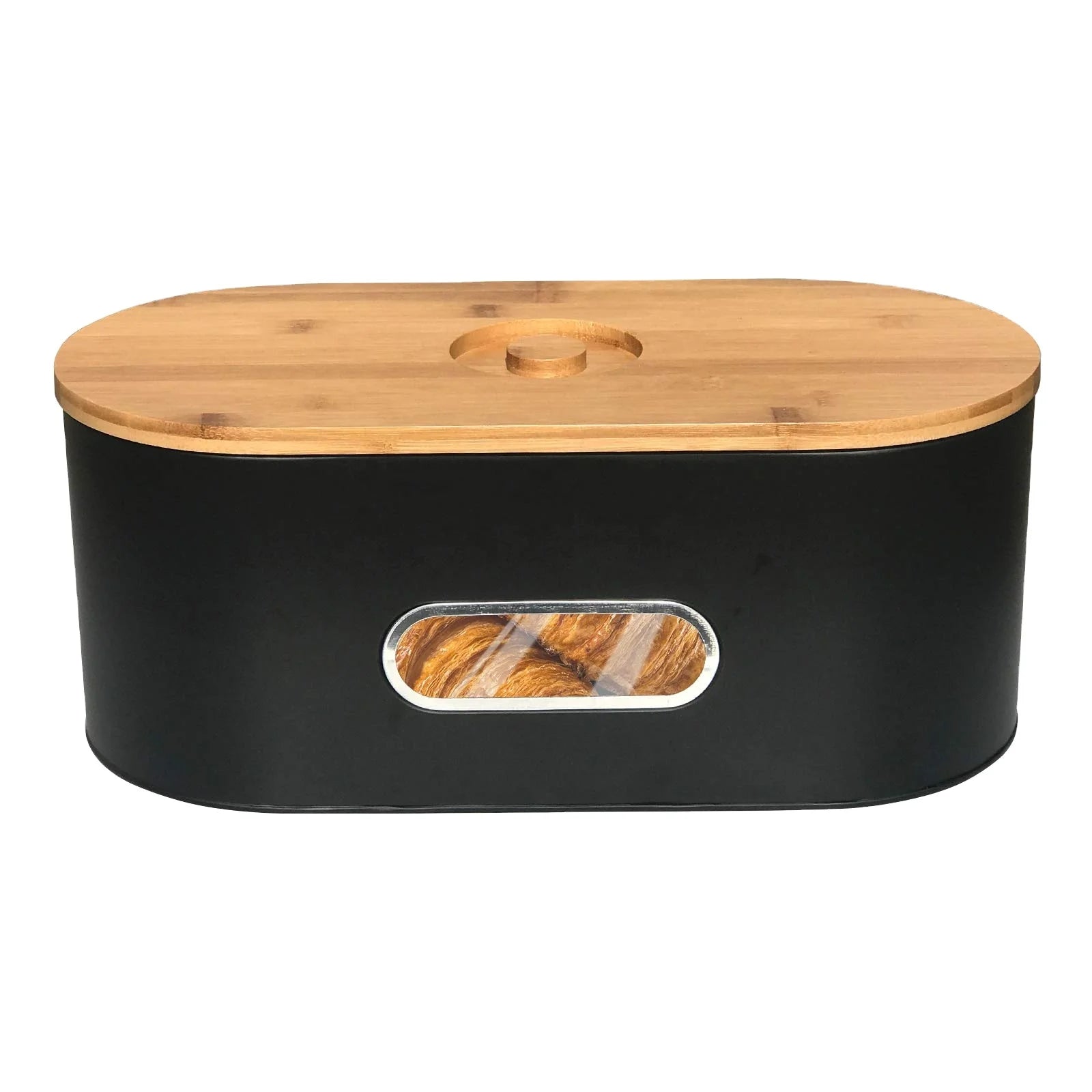 Bread Bin Wooden Lid Bread Storage Container  Handle Modern Bread Box Modern Metal Box