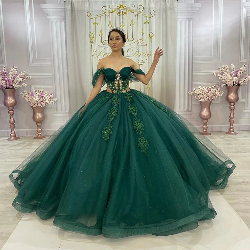 Sweetheart Glittering Quinceanera Dresses Luxury Birthday Party Vestidos De 15 Anos Corset Shiny Prom Gowns MQ453
