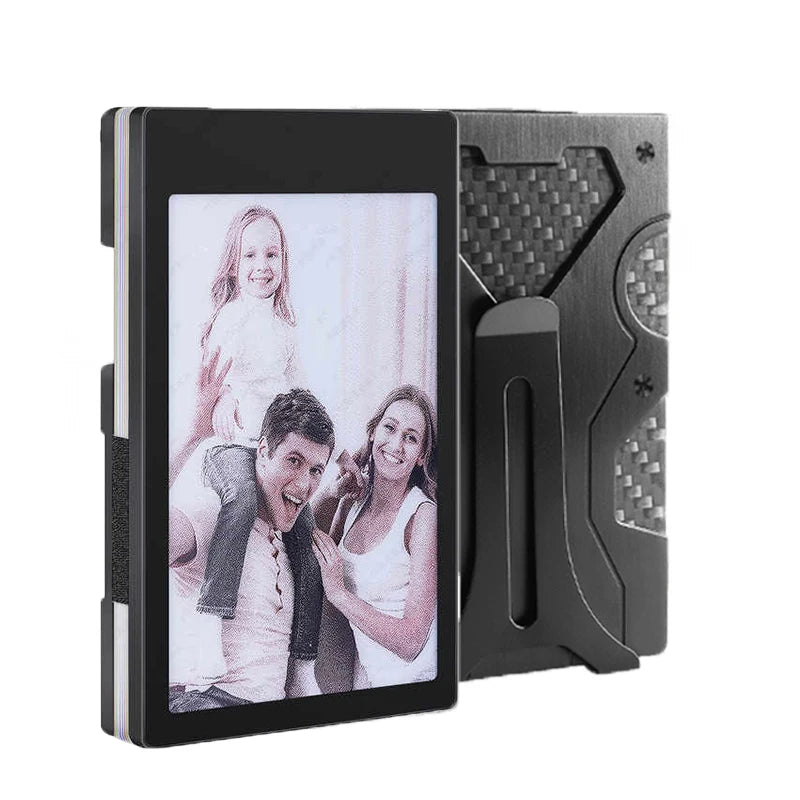 Sleek Practical RFID Ink Screen DIY Display Metal Smart Credit Card Holder Wallet