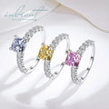 Silver 925 Original 2 Carat Brilliant Cushion Cut Diamond Test Past D Color White Yellow Pink Moissanite Ring Gemstone Jewelry
