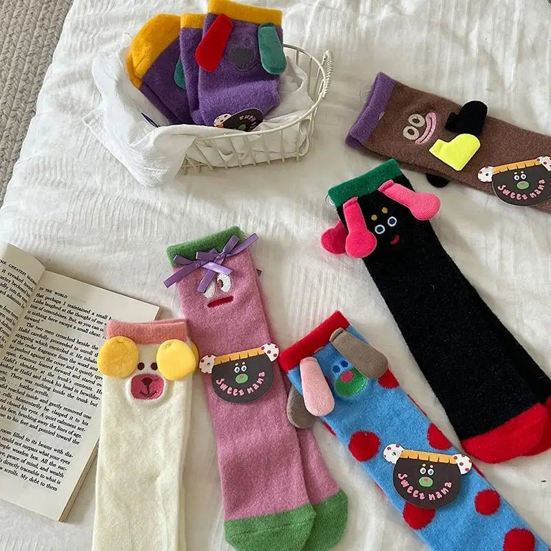 Wholesale Cute 3D Cartoon Soft Sleep Socks Women Novelty Funny Comfy Fleece Fuzzy Crew Socks