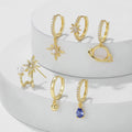 New Design Hexawn Star Pearl Zircon Earrings Set18K Gold Plated Brass Earrings Fashion Jewelry Space Geometry Earrings for Women