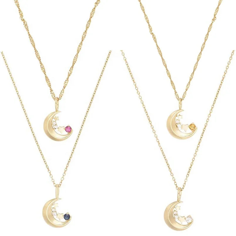 Gemnel New Arrivals Sky Charm and Full of Stars Charm Moon Star Necklace
