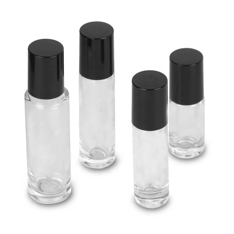 5ml 10ml Amber Blue Clear Skin Care Glass Roll on Bottle 10m Perfume Attar Essential Oil Bottle with Roller Ball Cap