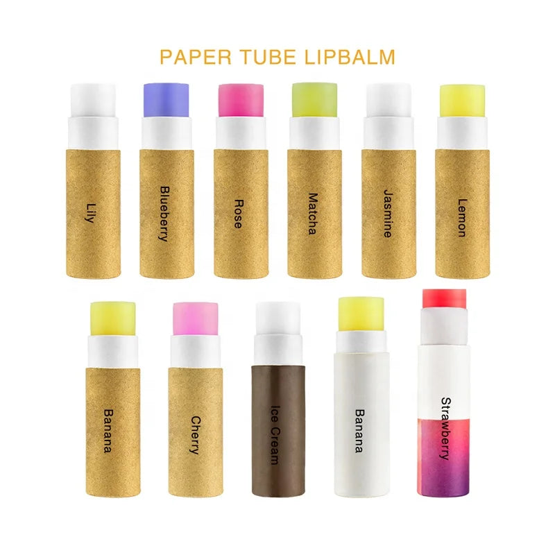 Eco Friendly Custom Lipbalm Paper Tube Lipbalm Paper Lip Balm Twist up Paper Lip Balm Private Label Lipbalm Favoured Lip Balm
