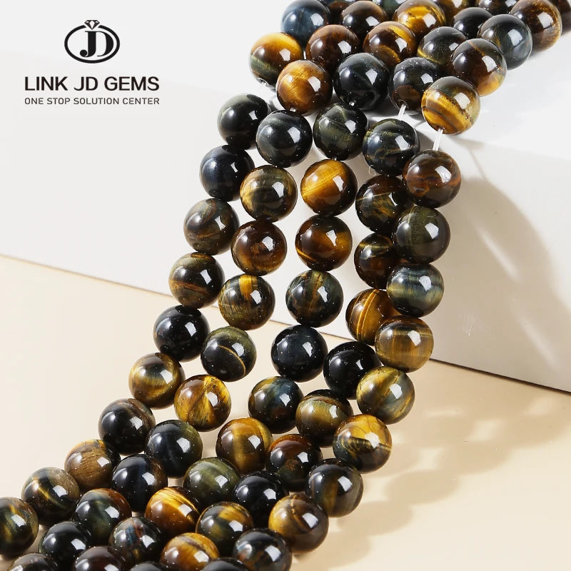 Wholesale 3A Natural Yellow Blue Tiger Eyes Beads 4-14 Pick Size Handmade Jewelry Fashion Gift Accessories for Man
