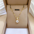 Collar De Acero Inoxidable Stainless Steel Chain Classic Shiny Zircon Drop Pendant Necklace for Women Gold-Plated Cubic Jewelry