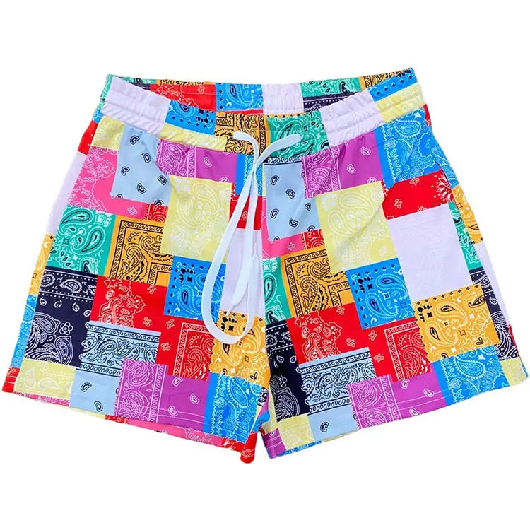 Casual Beach Women Color Block Bandana Shorts