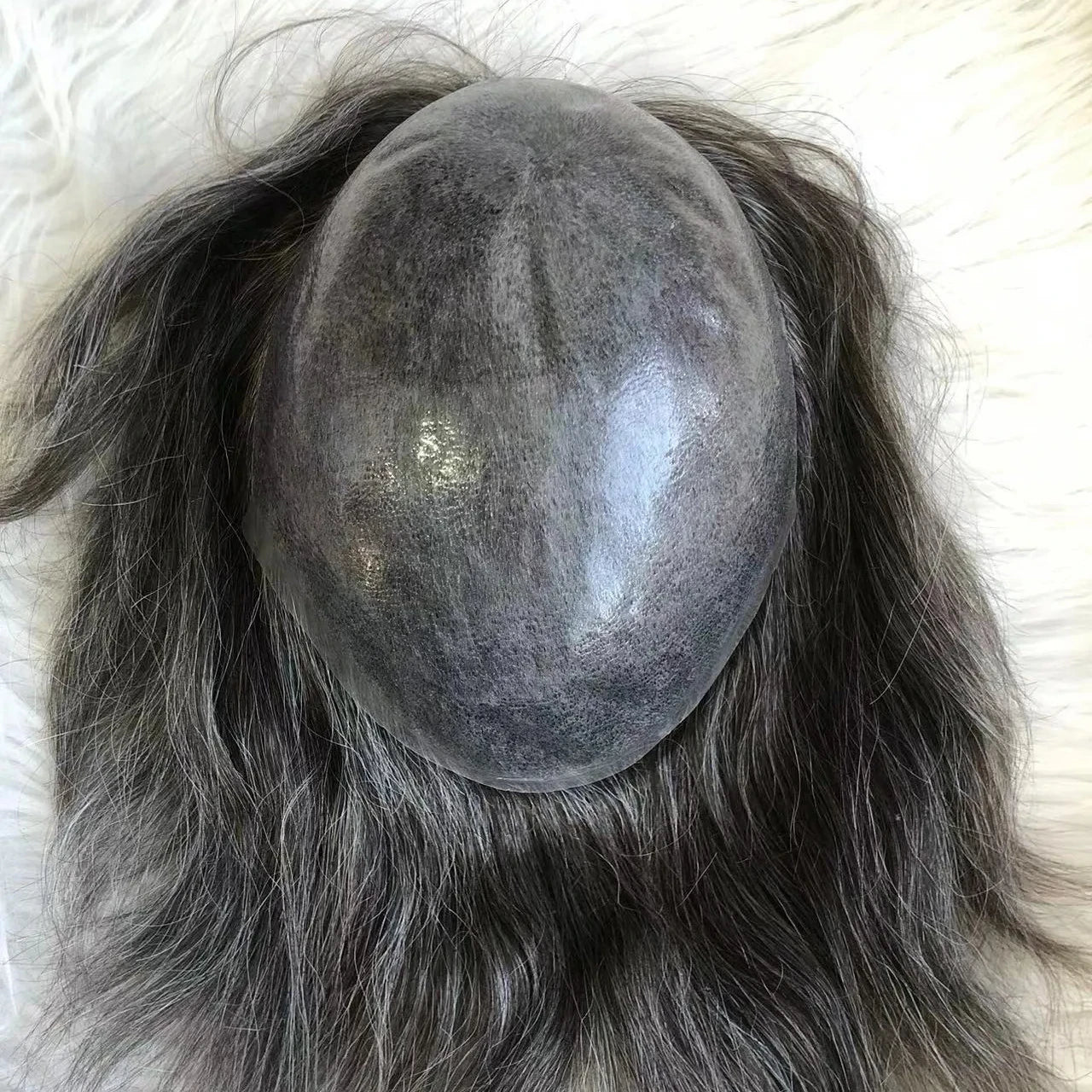 Popular Injectied ultra Poly Pu Thin Skin Injection Human Indian Remy Hair Replacement System for Men Wig Hair Piece Stock