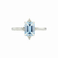 Delicate Fantastic Vintage Engagement Rings Women Emerald Cut Aquamarine Rhodium/Gold/Silver Plated S925 Sterling Silver