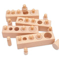 Early Education Wooden Cylinders Ladder Blocks Montessori Knobbed Insert DIY Toy for Kids Boys Girls Sensory Cognition