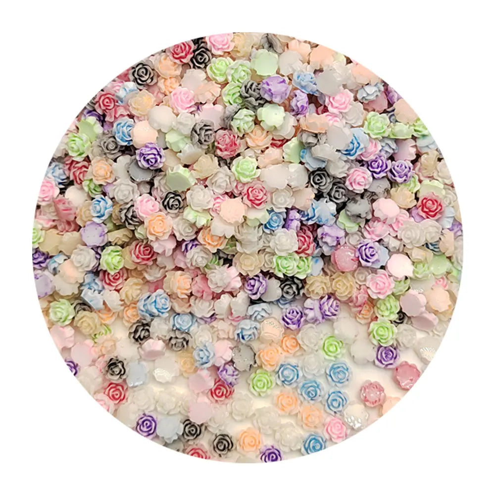 Frosted 6mm Mini Rose Flower Flatback Resin Beads Kawaii Nail Art Stickers for Mobile Phone Decorations Diy Ornament