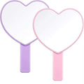 Custom Handheld Lighted Magnifying Single Sided Travel Portable Mini Heart Shaped Silver Finish Make-up Mirror Private Mirror