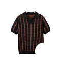 Custom Men's Pullover Knitwear Notched Sweater  Polo with Lapel Short Sleeve Casual Knitted Loose Shirts