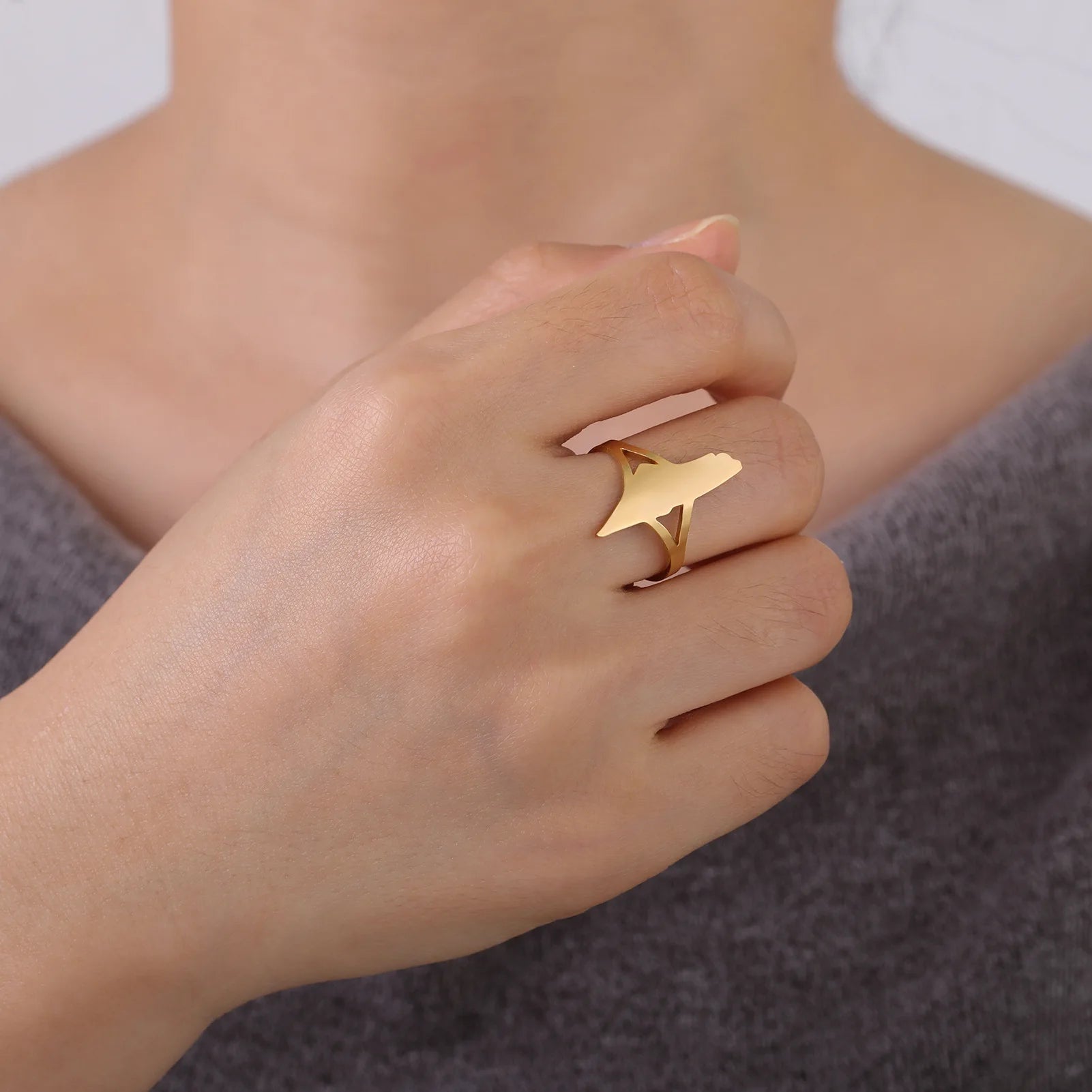 Wholesale Adjustable Country Map Palestine Ring Stainless Steel Tarnish Free 18k Gold Plated Arab Inspired Accessory Ring