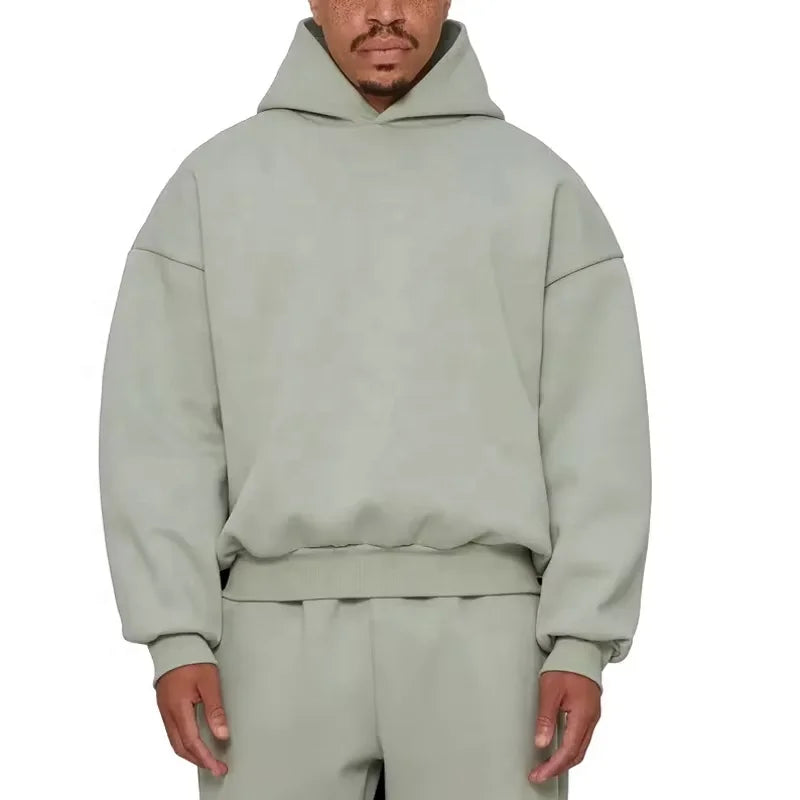 Customizable 380g Cotton Men's Oversize Hoodie Luxury Cropped Hood Heavyweight Streetwear Sweatshirts Winter Plain Dyed Print