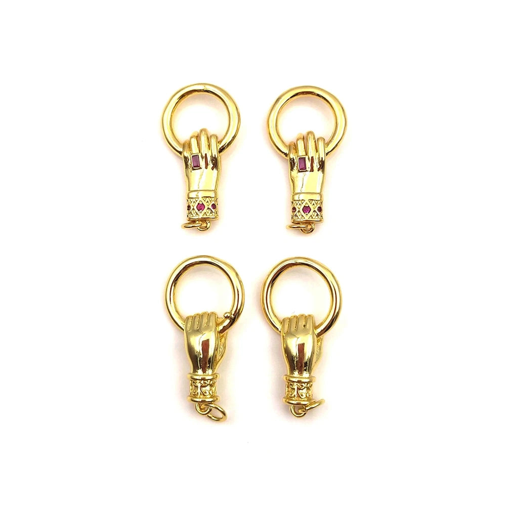 New Jewelry Accessories Cute Hollow Mirror Polish Gold Plated Delicate Minimalist Fashion Hand Shape Pendant DIY Bracelet Women
