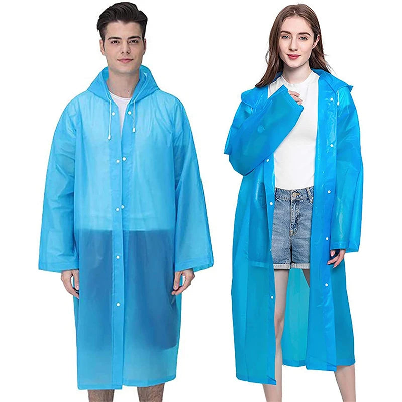 Customizable Adult Reusable Waterproof Raincoat Durable Hooded for Poncho Drawstring for Hiking Travel Camping Disposable Featur