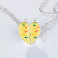 2Pc Fashion Trendy Best Friend Necklace Cute Heart Charm Colorful Enamel Pendant BFF Magnetic Necklace for Men Women Couple