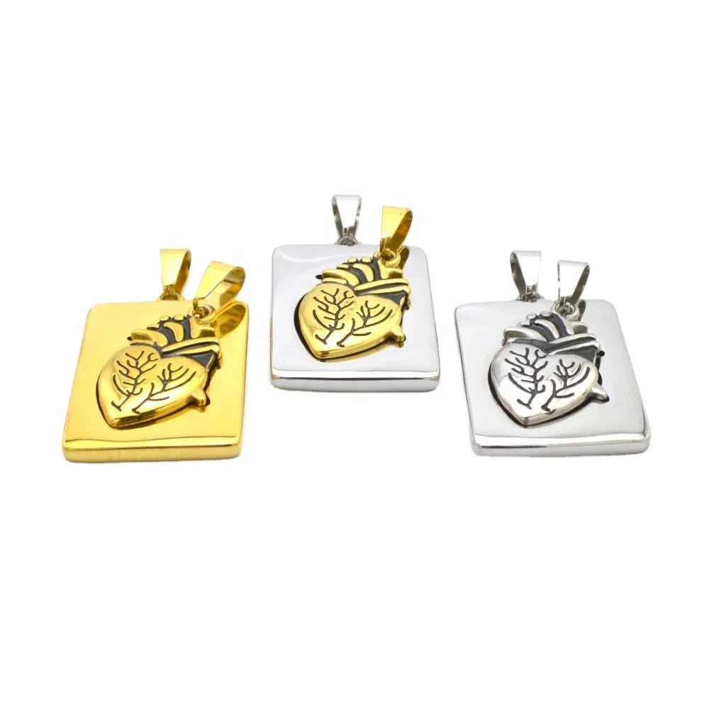 Two Piece Pendant Necklace Stainless Steel Heart Couple Necklace