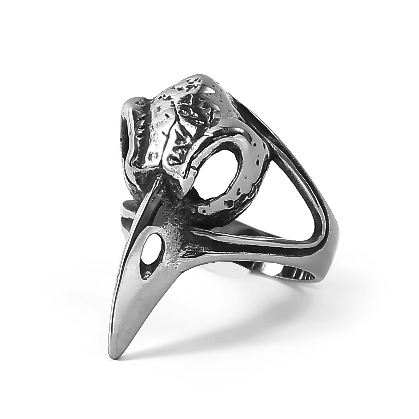 Antique Silver Plating Stainless Steel Norse Myth Theme Raven Ring Viking Jewelry