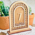 Boho Wedding Signage Rattan Wooden Rustic Wedding Table Numbers for Wedding Table Decoration