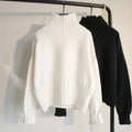 Factory Sell Autumn Winter New Style Pullover Half Turtleneck Solid Color Knitted Pullover Loose Lazy Pullover Sweater for Women
