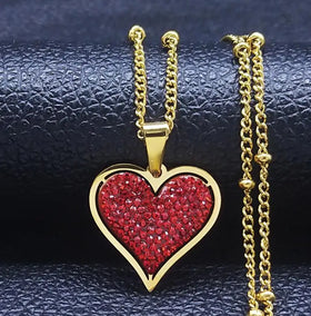 Caicai Heart-shaped Zircon Jewelry Fashion Simple Color Heart Women Pendant Necklace Lover Gift Mother's Day
