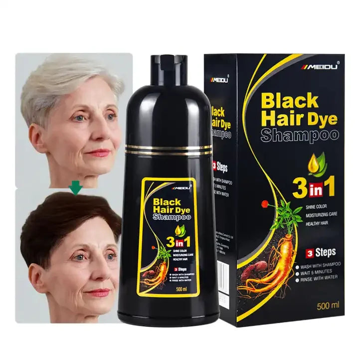 Hot Sales Plant Permanent 3 in 1 Natural Wholesale Best Manufacturer Color Herbal Black Hair Dye Shampoo