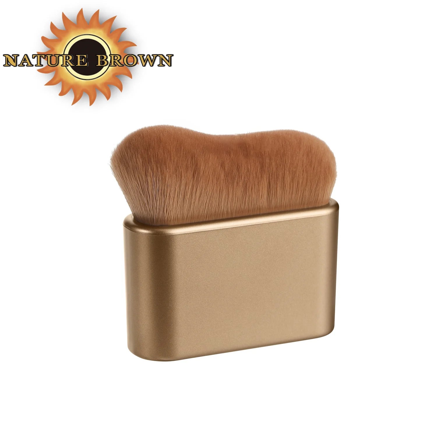 Wholesale Cosmetics Golden Private Custom Logo Face Flat Head Blending Spray Self Plastic Single Kabuki Tanning Brush