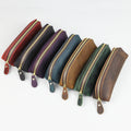 New Crazy Horse Leather Zipper Pencil Case Vintage Handmade Leather Pen and Pencil Case