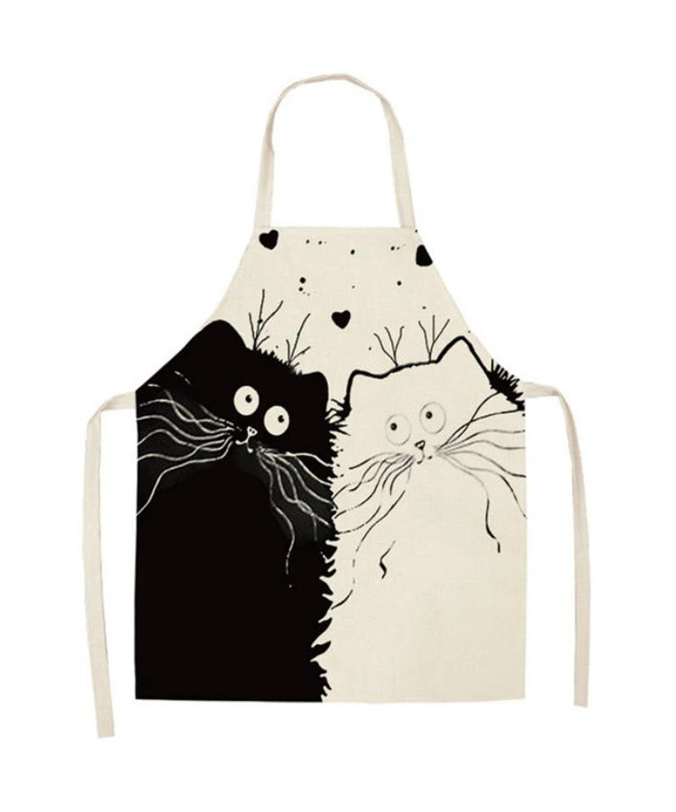 Lovely Cartoon Kitty Pattern Bib Apron Cleaning Apron