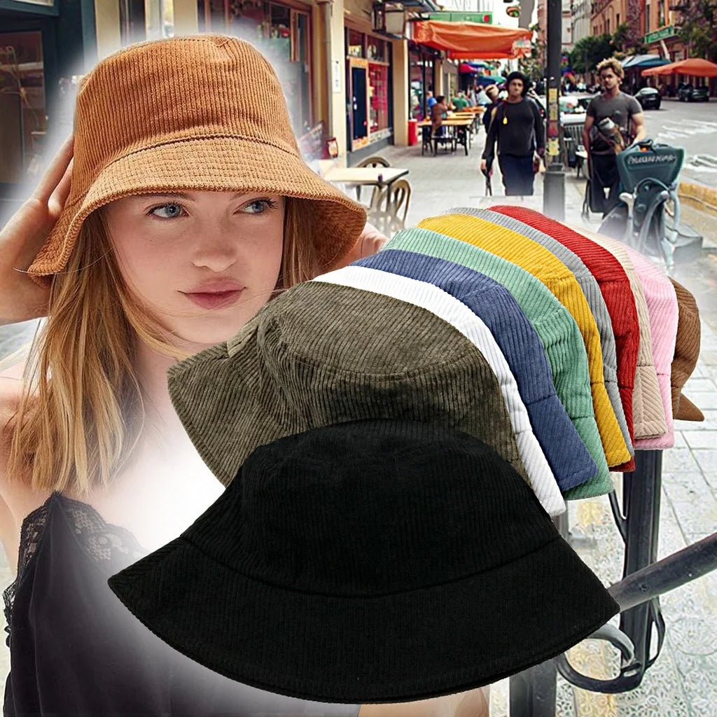 Corduroy Bucket Hats Custom Logo Cotton Embroidered Fisherman Cap Waterproof Sunscreen Basin Outdoor Sports Summer Fashion Hats